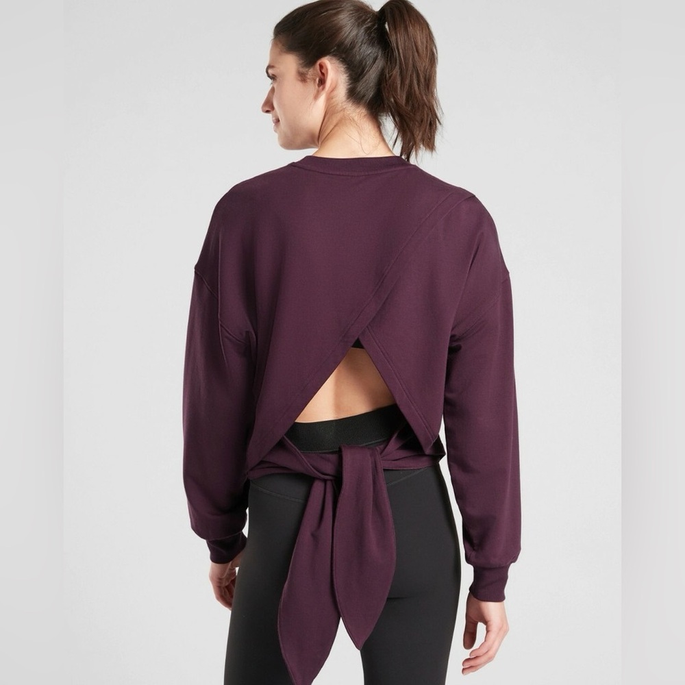 Athleta Tieback Purple Long Sleeve Sweatshirt XXS